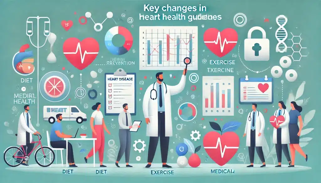 Healthcare professional presenting key changes in heart health guidelines, focusing on personalized care and prevention through diet and exercise.