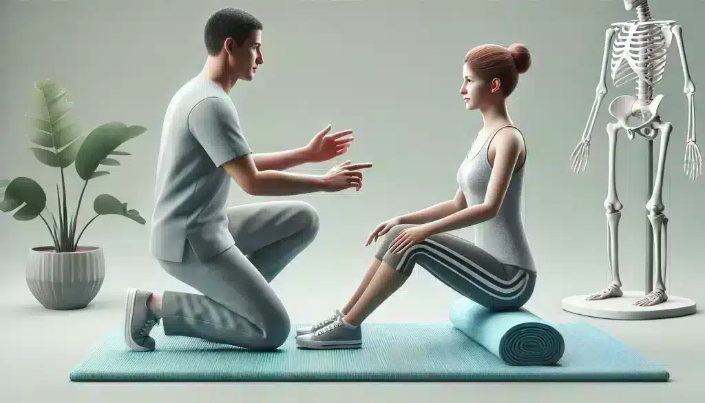 A person doing balance exercises under the guidance of a physical therapist, highlighting the importance of physical therapy and exercises as treatment options for dizziness.