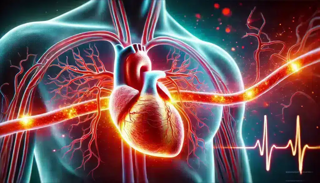 coronary artery disease showing plaque buildup in coronary arteries, illustrating how blood flow is restricted. Tags: coronary artery disease, CAD symptoms, heart health.