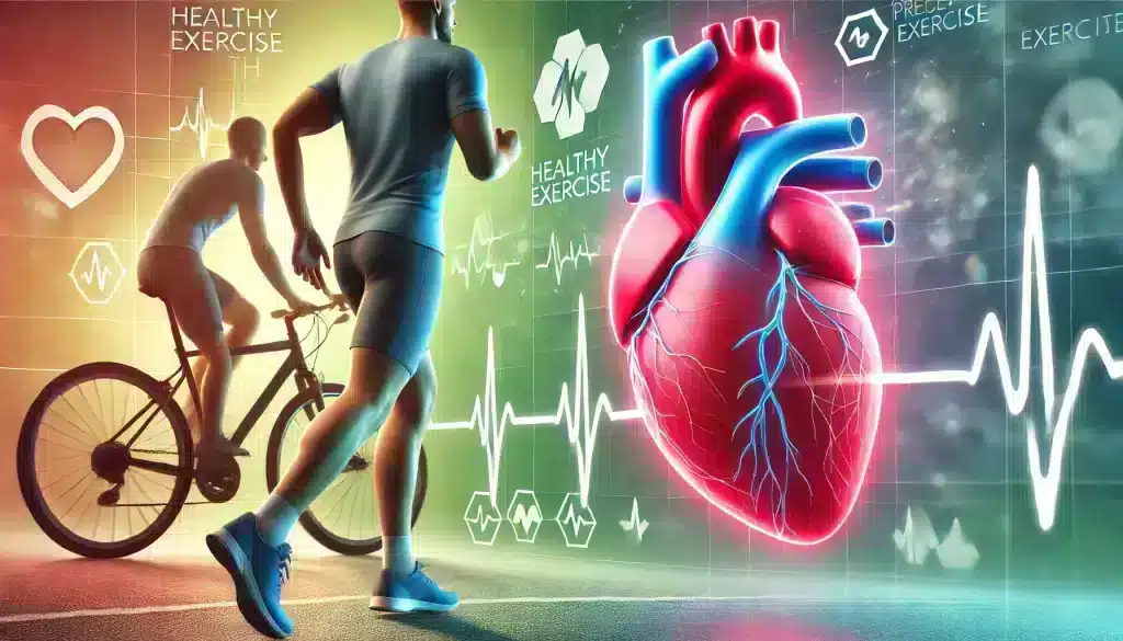 person jogging with a healthy heart, emphasizing the importance of regular exercise for preventing coronary artery disease. Tags: coronary artery disease prevention, heart health, regular exercise.